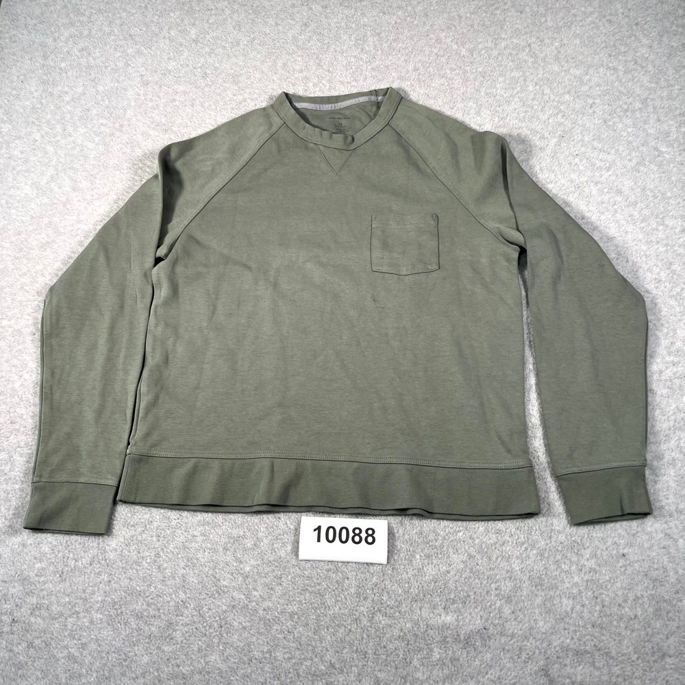 Van Heusen Sweatshirt Mens Medium Green Cotton Crew Neck Regular Fit Winter